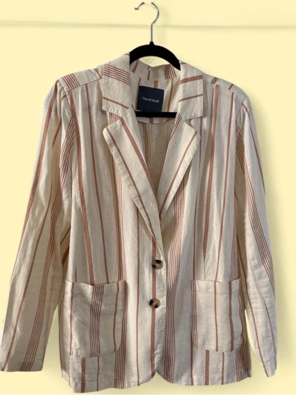 Modcloth Cream Blazer with Rust Stripes